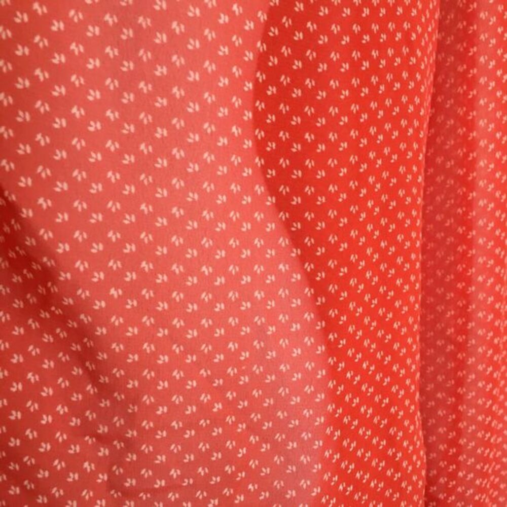 Old Navy Women's Size Sp Red/Beige Sheer Floral Geo. Hi-Lo Long Sleeved Blouse - Picture 5 of 10